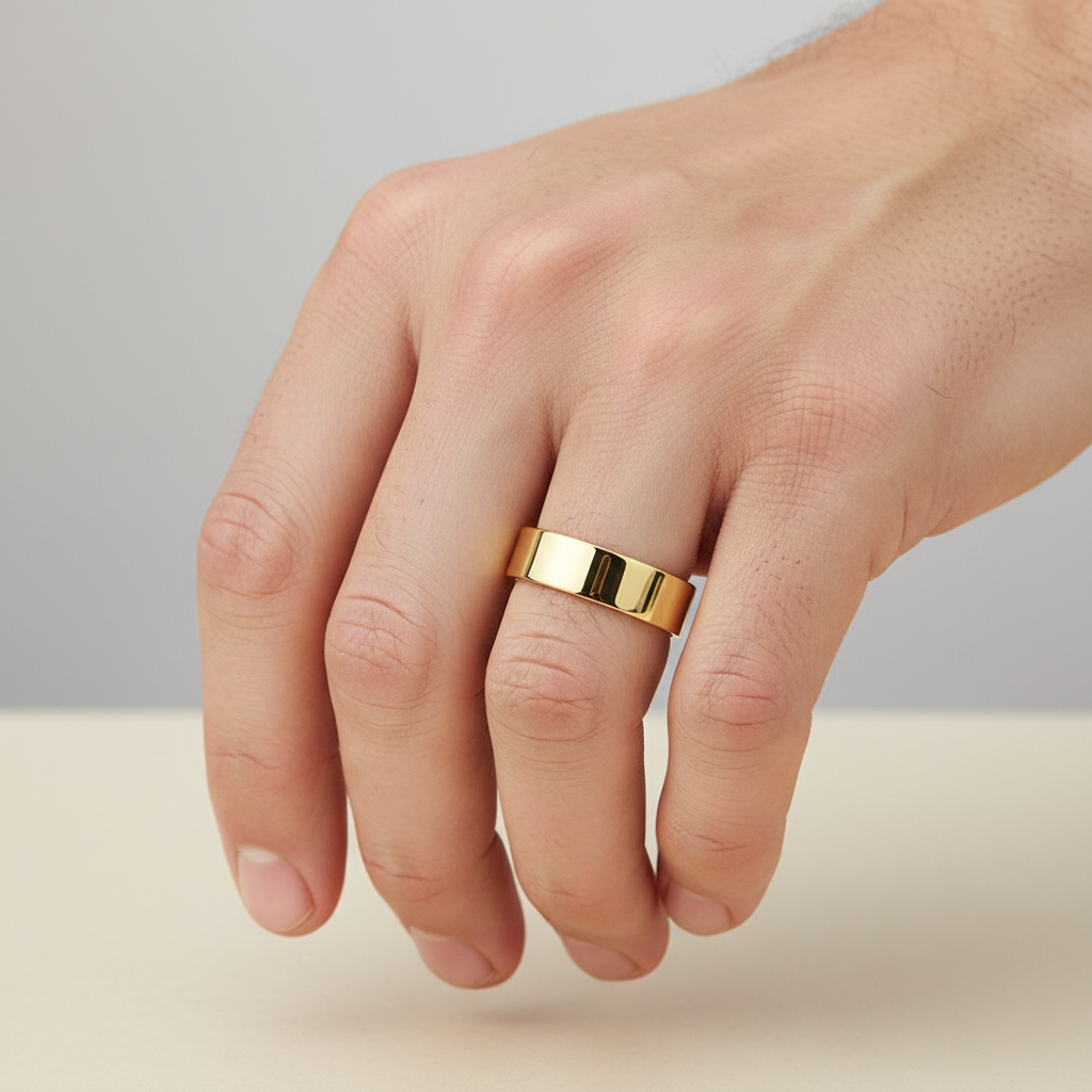 9ct Yellow Gold Light Flat Court Shape 6mm Wedding Ring