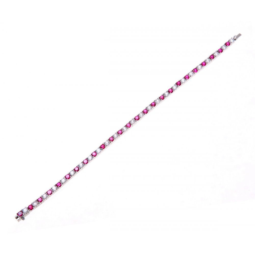 Sterling Silver Bracelet set with Ruby and Sapphire Gem Stones