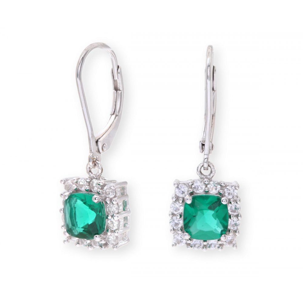 Sterling Silver Earring set with Emerald Gem Stone and with Sapphires