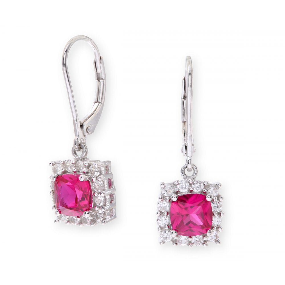Sterling Silver Earring set with Ruby Gem Stone and Sapphires