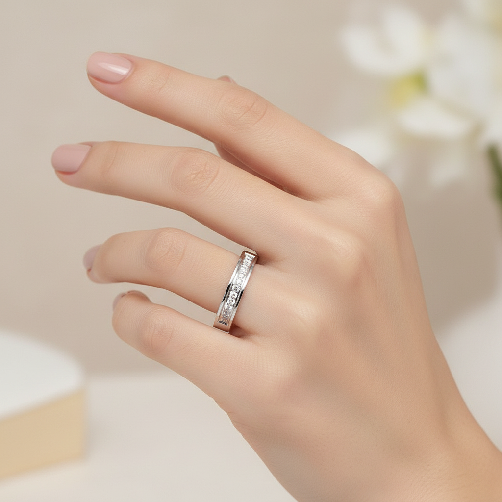18ct White Gold 0.25 carat Diamond Eternity 3.5mm Wedding Ring