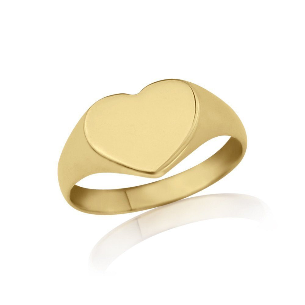 Ladies Gold Heart-Shaped Signet  Ring