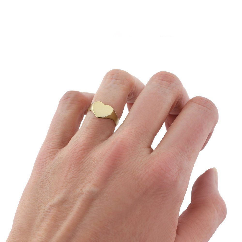 Ladies Gold Heart-Shaped Signet  Ring
