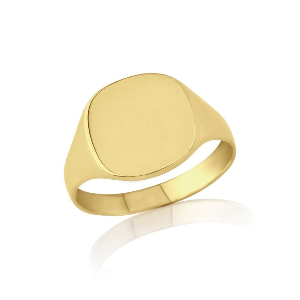 Ladies Gold Cushion-Shaped Signet Ring