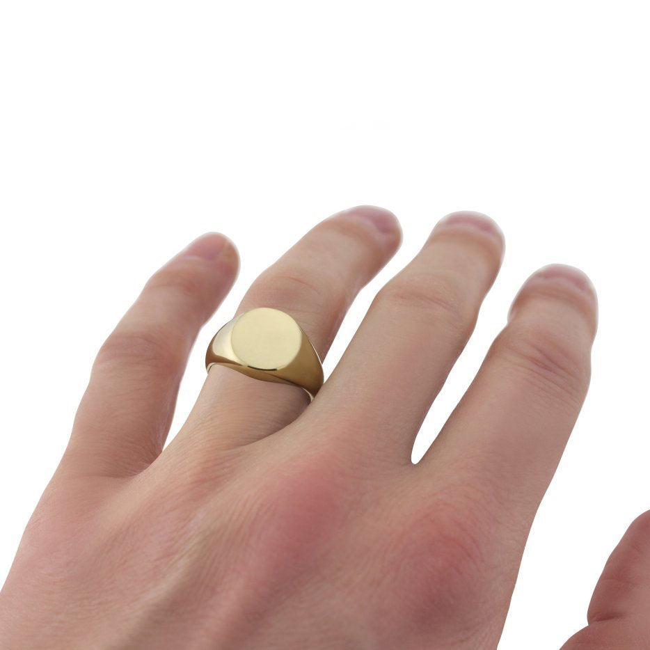 Gents Oval-Shaped 9ct Yellow Gold Extra-Heavy Weight Signet Ring