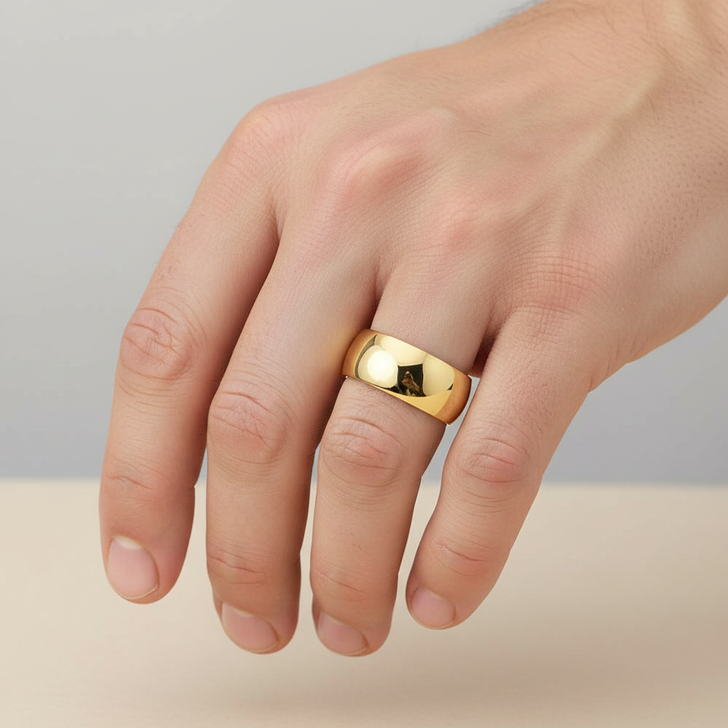 9ct Yellow Gold Light Court Shape 9mm Wedding Ring