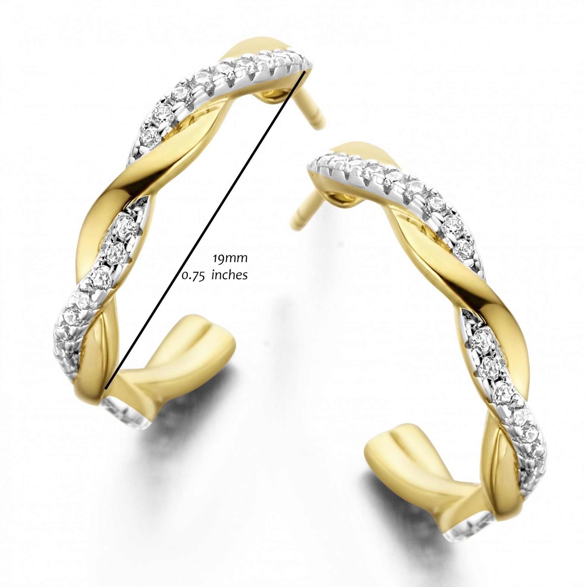 Silver Gold Plated Stone Set Twist Hoop Earring