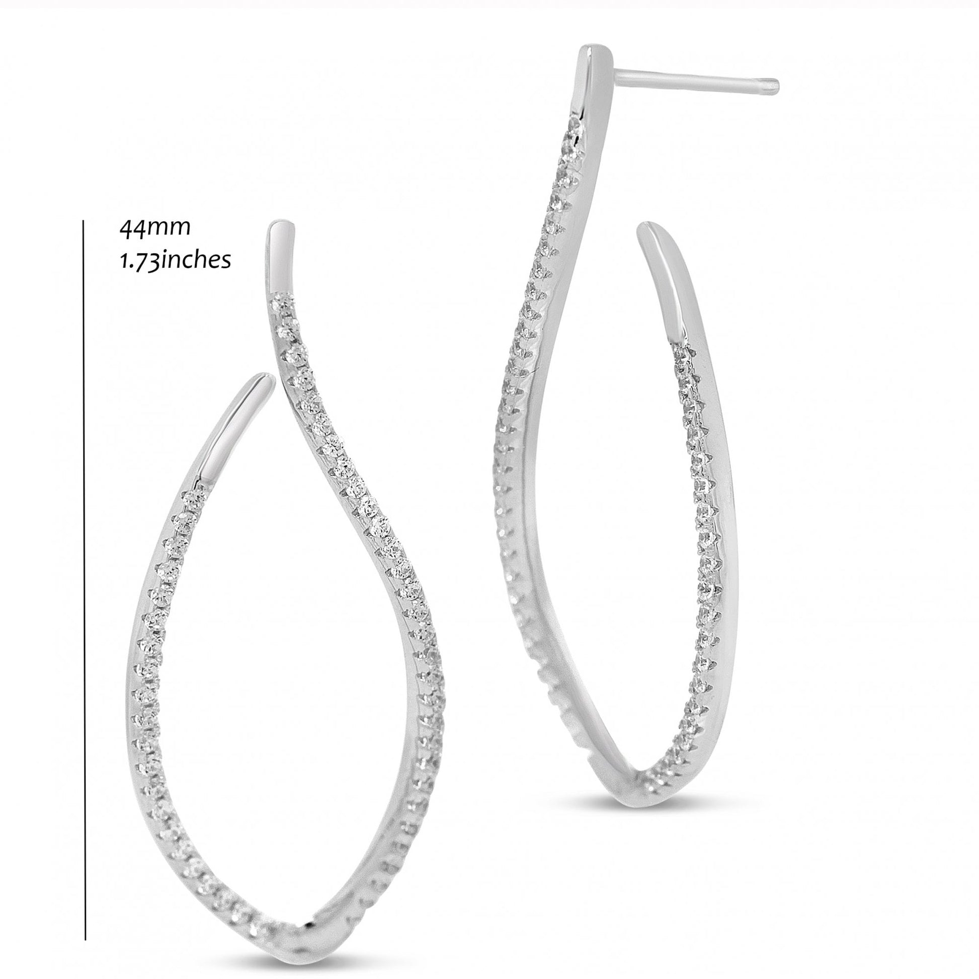 Silver Rhodium Plated Stone Set Drop Earring
