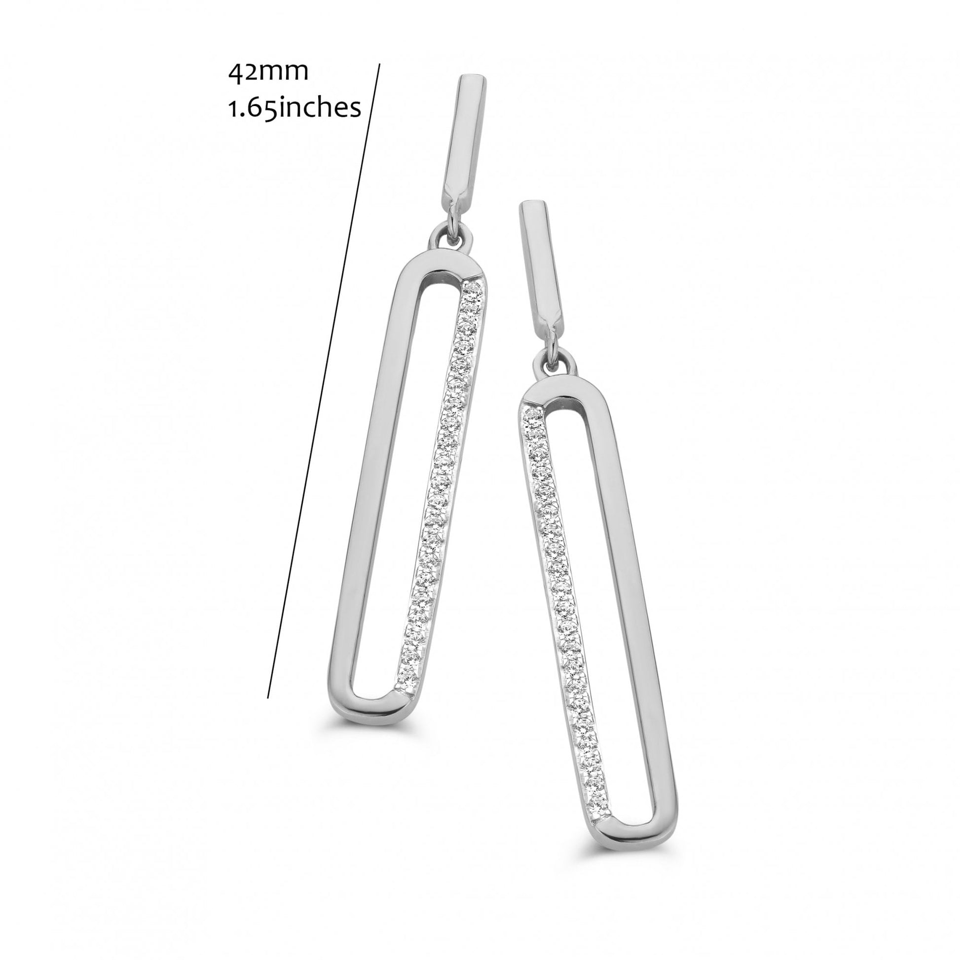 Silver Rhodium Plated Stone Set Oval Earring