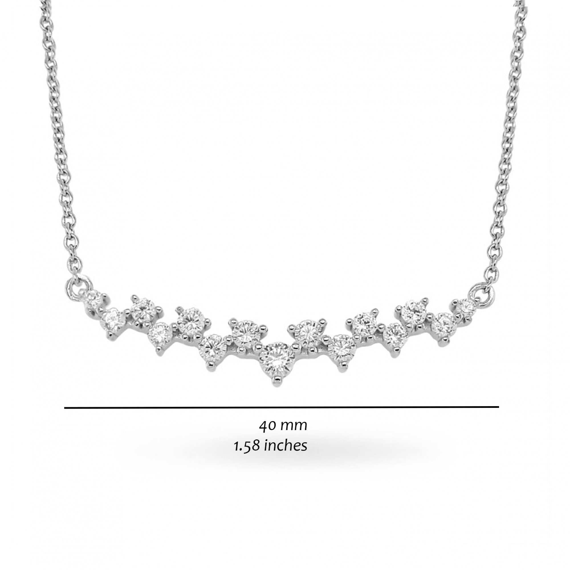 Silver Rhodium Plated Stone Set Design Necklace