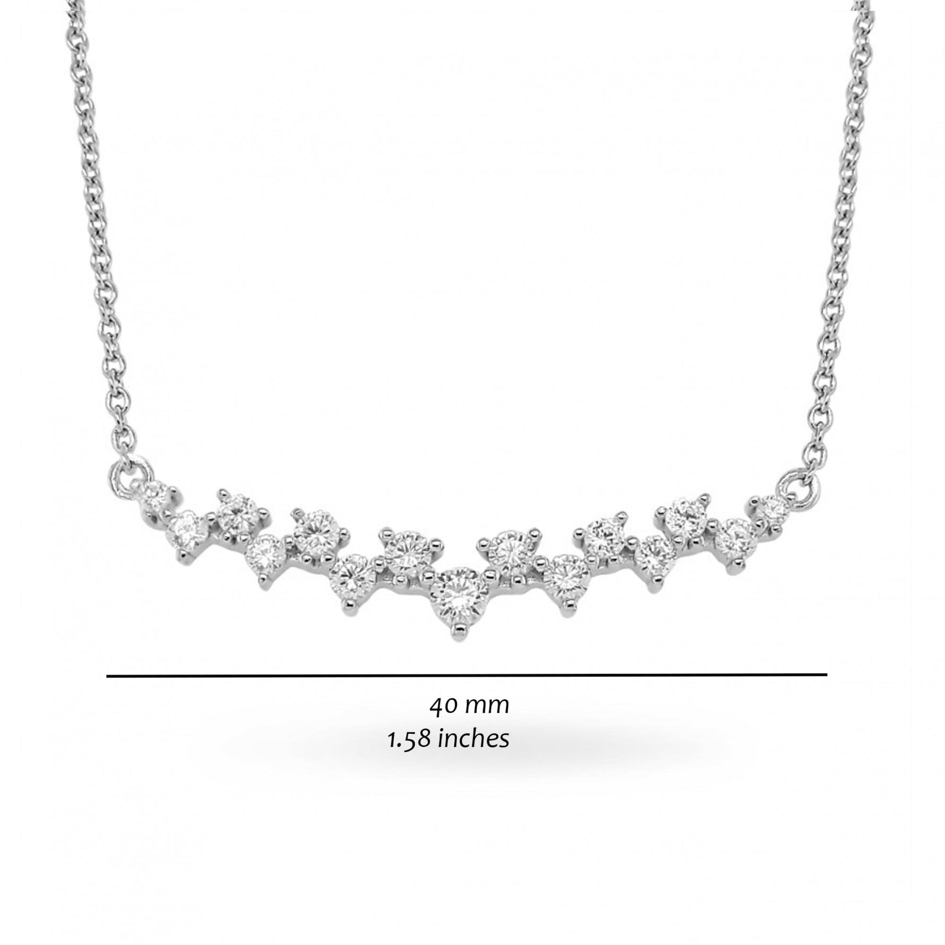 Silver Rhodium Plated Stone Set Design Necklace
