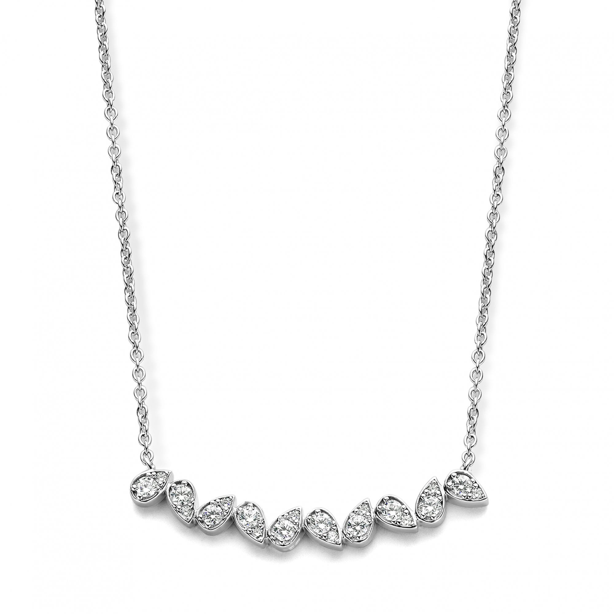 Silver Rhodium Plated Stone Set Teardrop Necklace