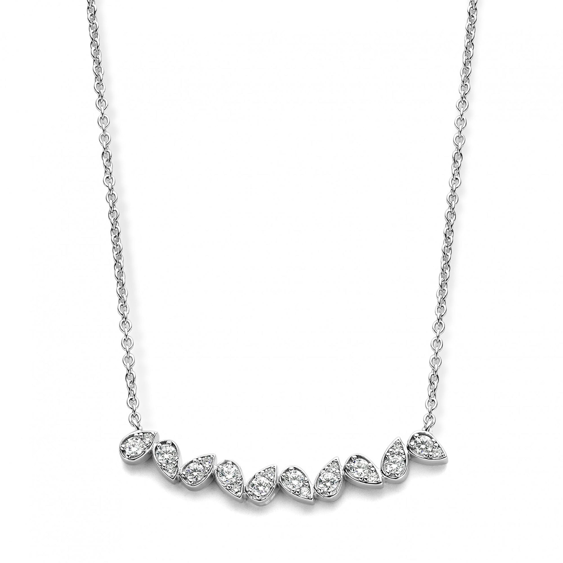 Silver Rhodium Plated Stone Set Teardrop Necklace