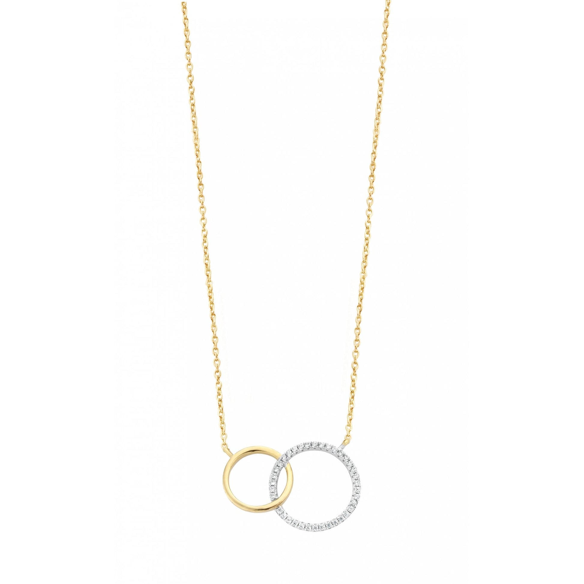 Silver Gold and Rhodium Plated Stone Set Circles Necklace