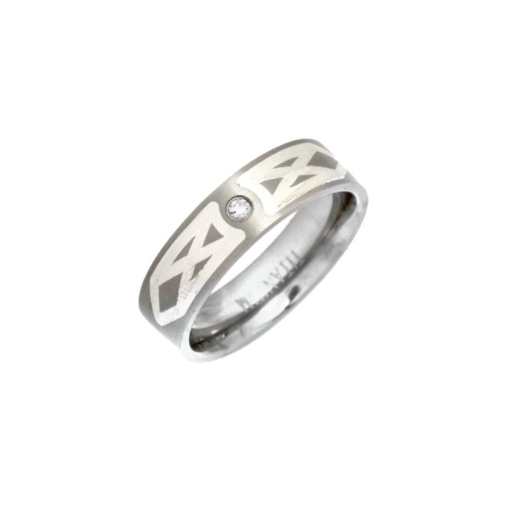 Titanium and Enamel Inlay Flat Court Matt 7mm Ring