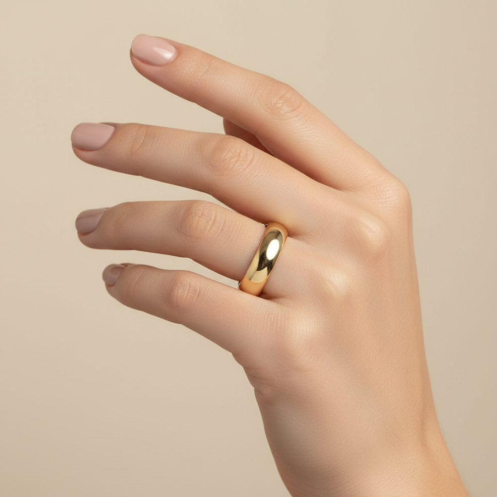 18ct Yellow Gold Heavy Court Shape 6mm Wedding Ring