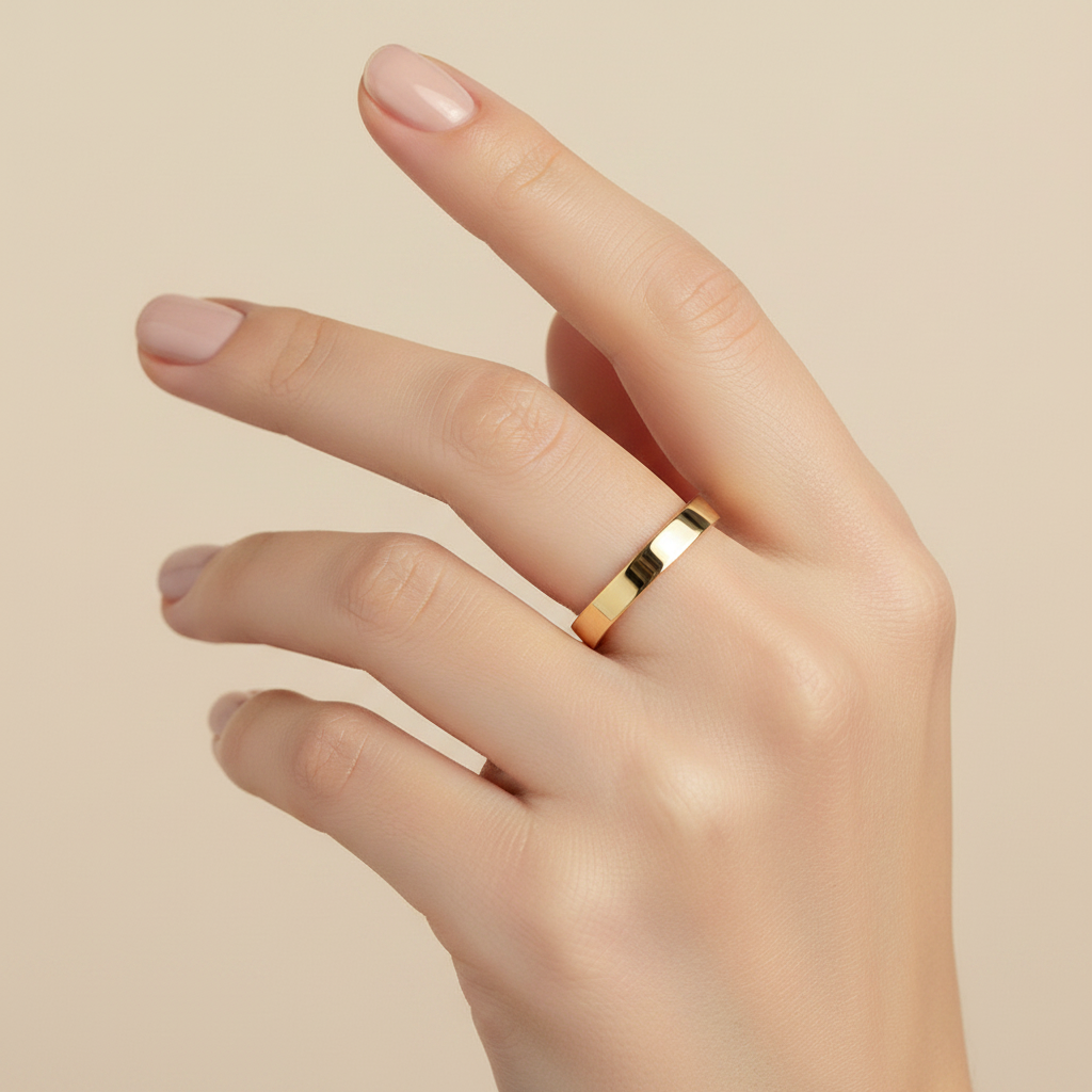 18ct Yellow Gold Heavy Flat Court Shape 3mm Wedding Ring