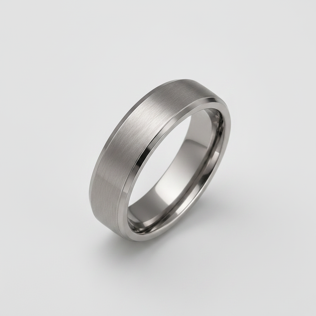Titanium Court Shape Matt Center 7mm Ring