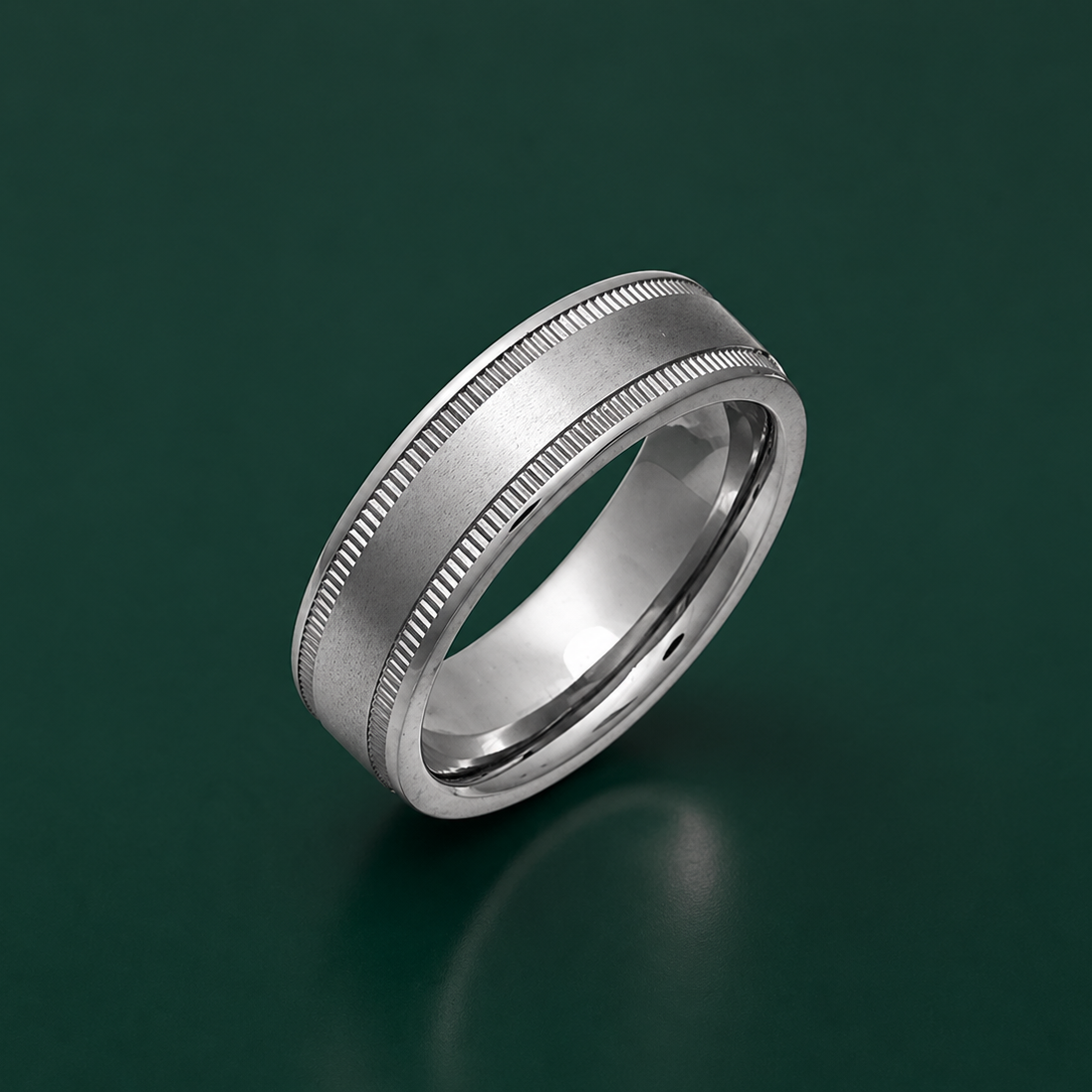 Titanium Flat Court Shape Matt with Grained Edges 6mm Ring