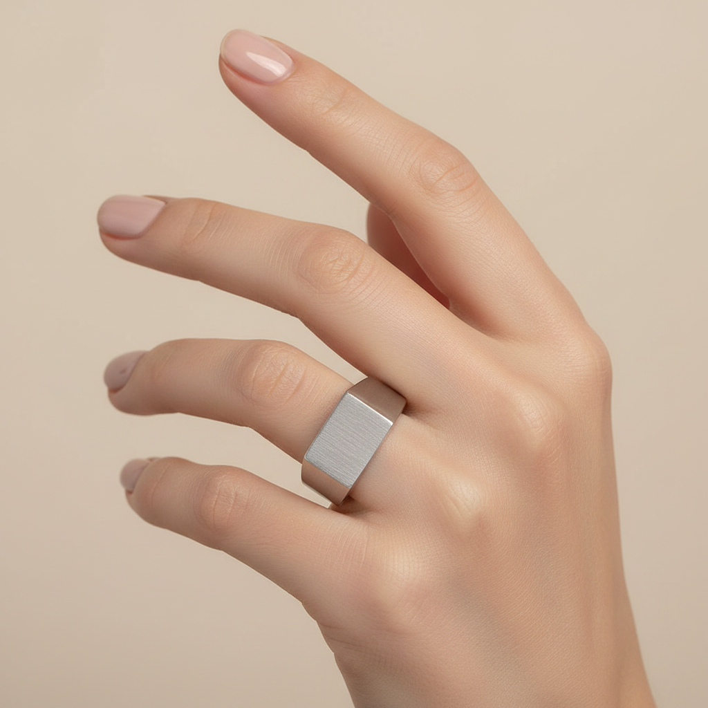 Titanium Matt 10mm Signet Ring