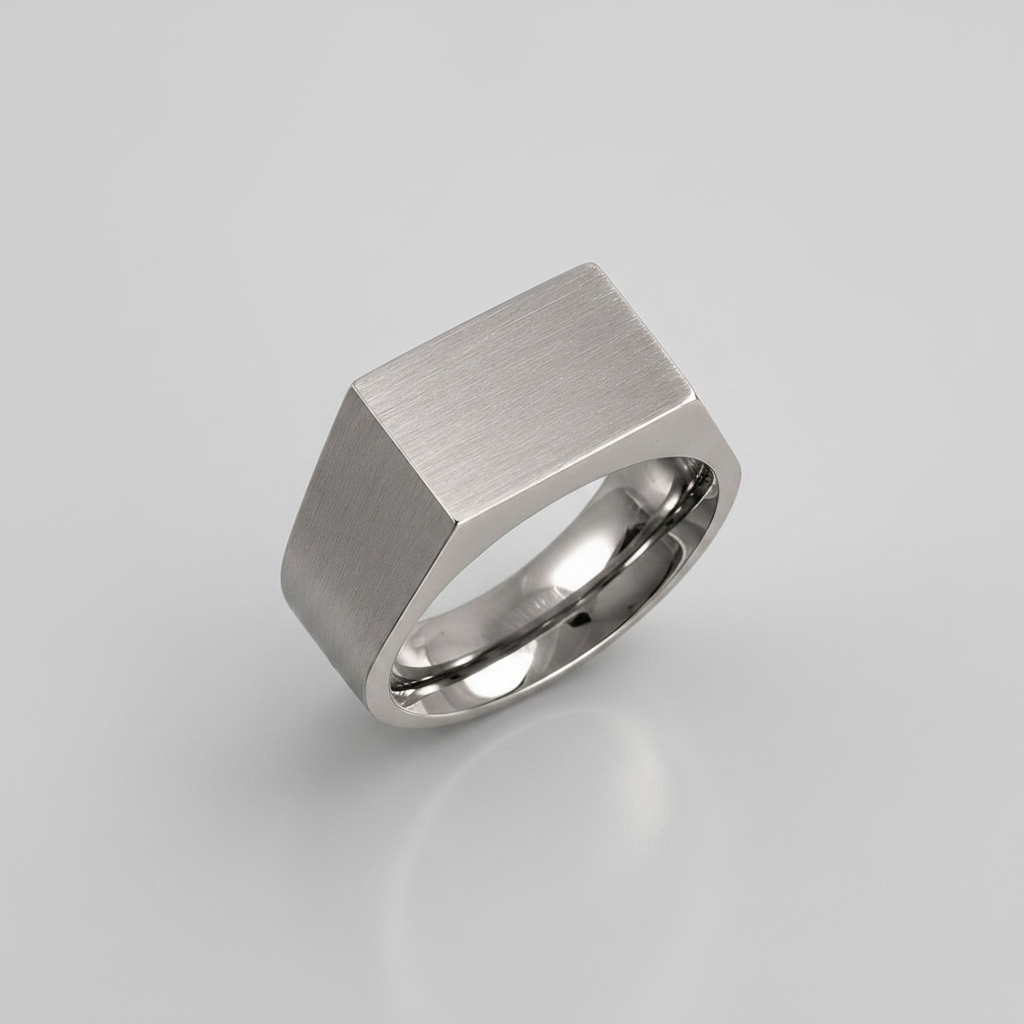 Titanium Matt 10mm Signet Ring