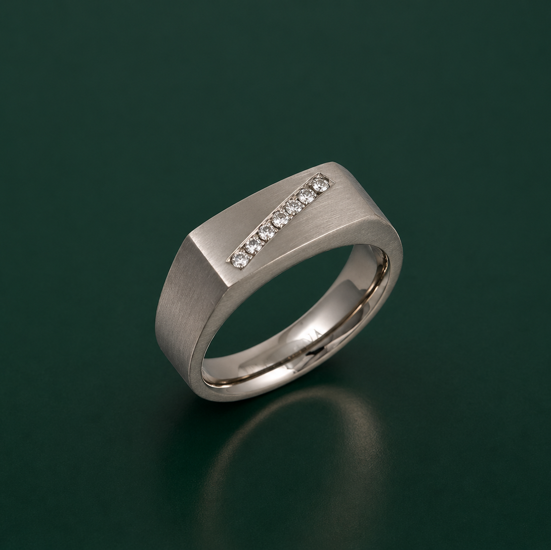 Titanium 0.14ct Diamond Matt 7mm Signet Ring