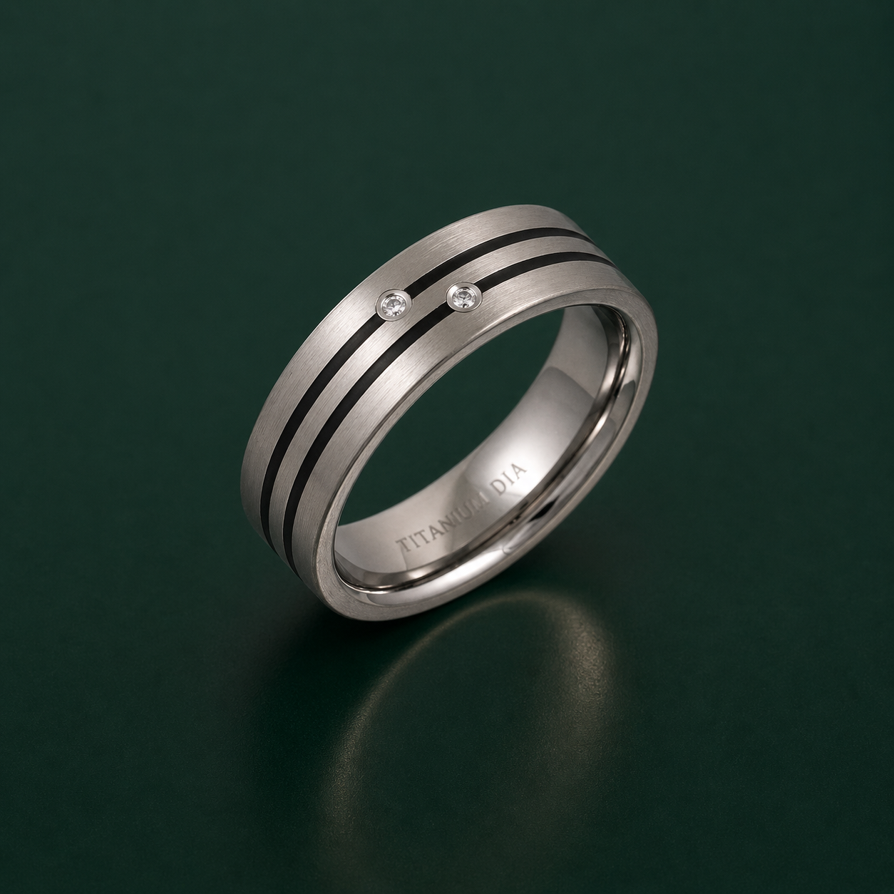 Titanium and Enamel Inlay 0.04ct Diamond Matt 7mm Ring