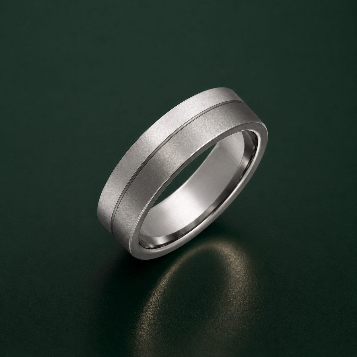 Titanium and Silver Inlay Flat Court Shape 7mm Ring