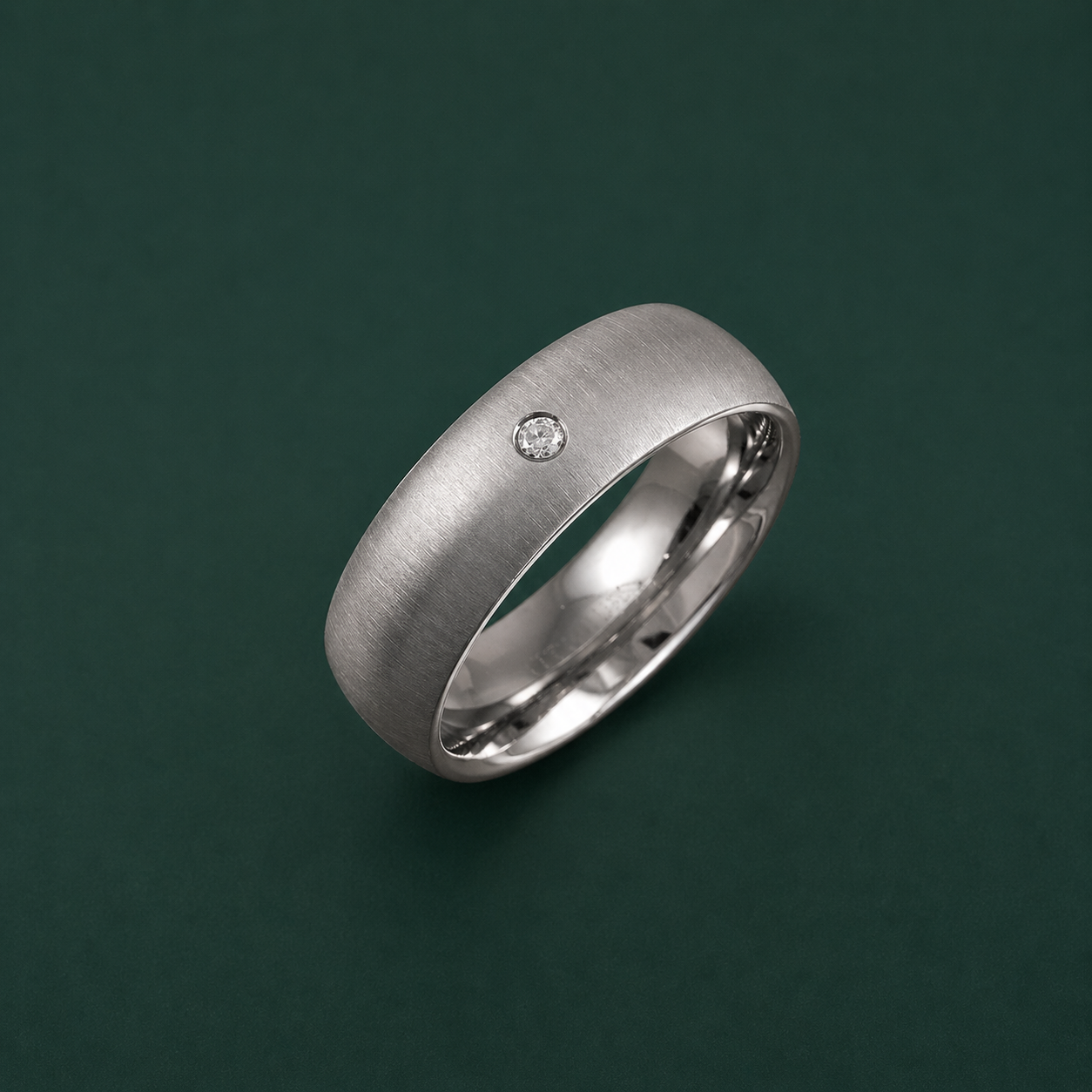 Titanium Court Shape Matt 0.05ct Round Diamond 7mm Ring