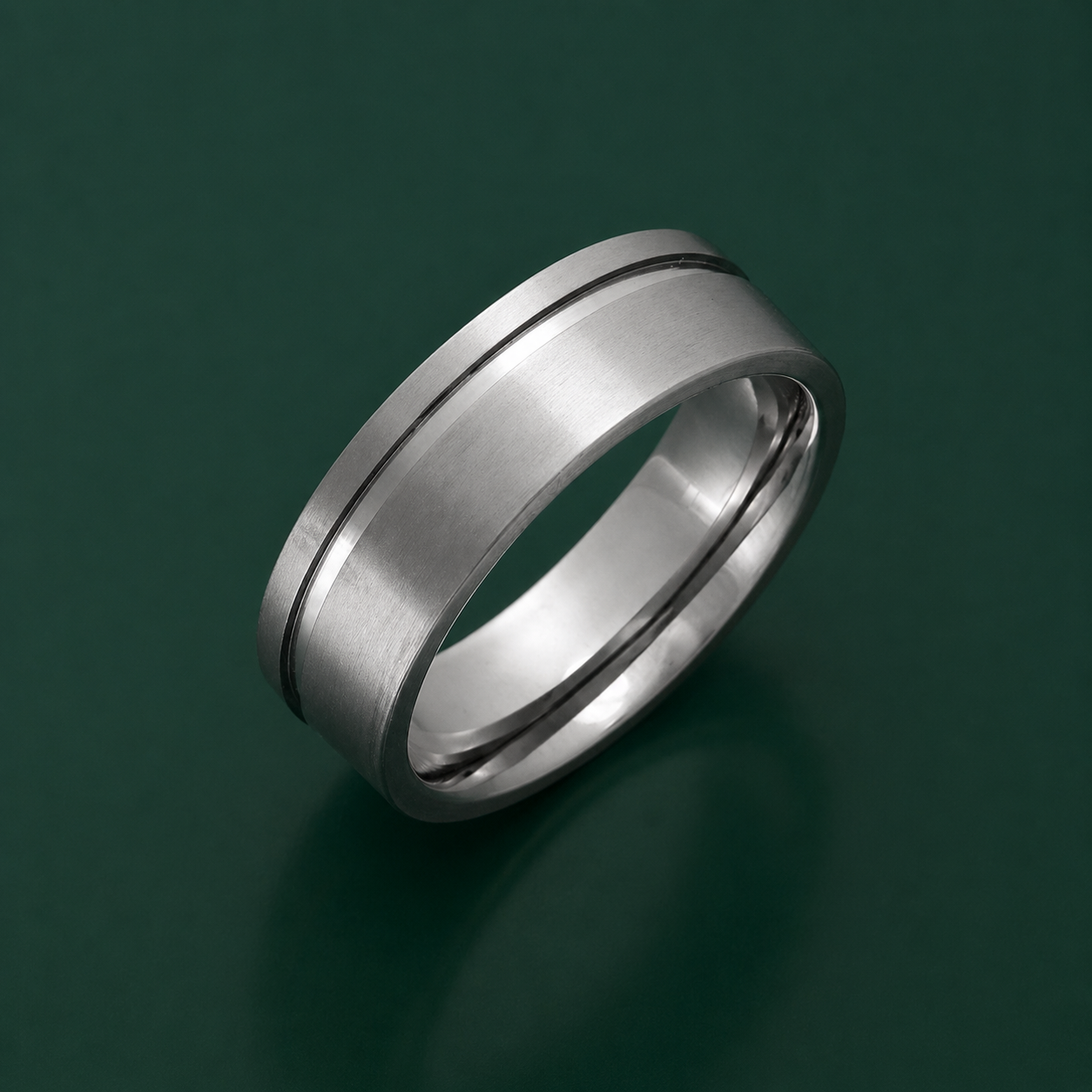 Titanium Flat Court Shape Matt with Polished Side Groove 7mm Ring