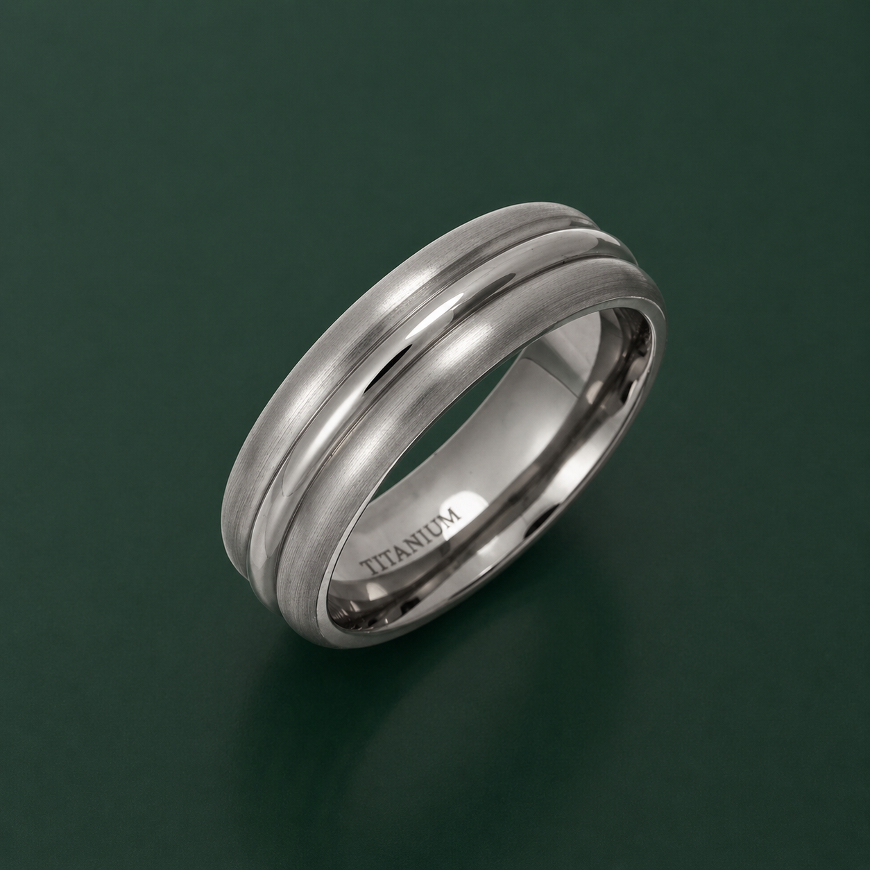 Titanium Triple Embossed Matt with Polished Center 7mm Ring