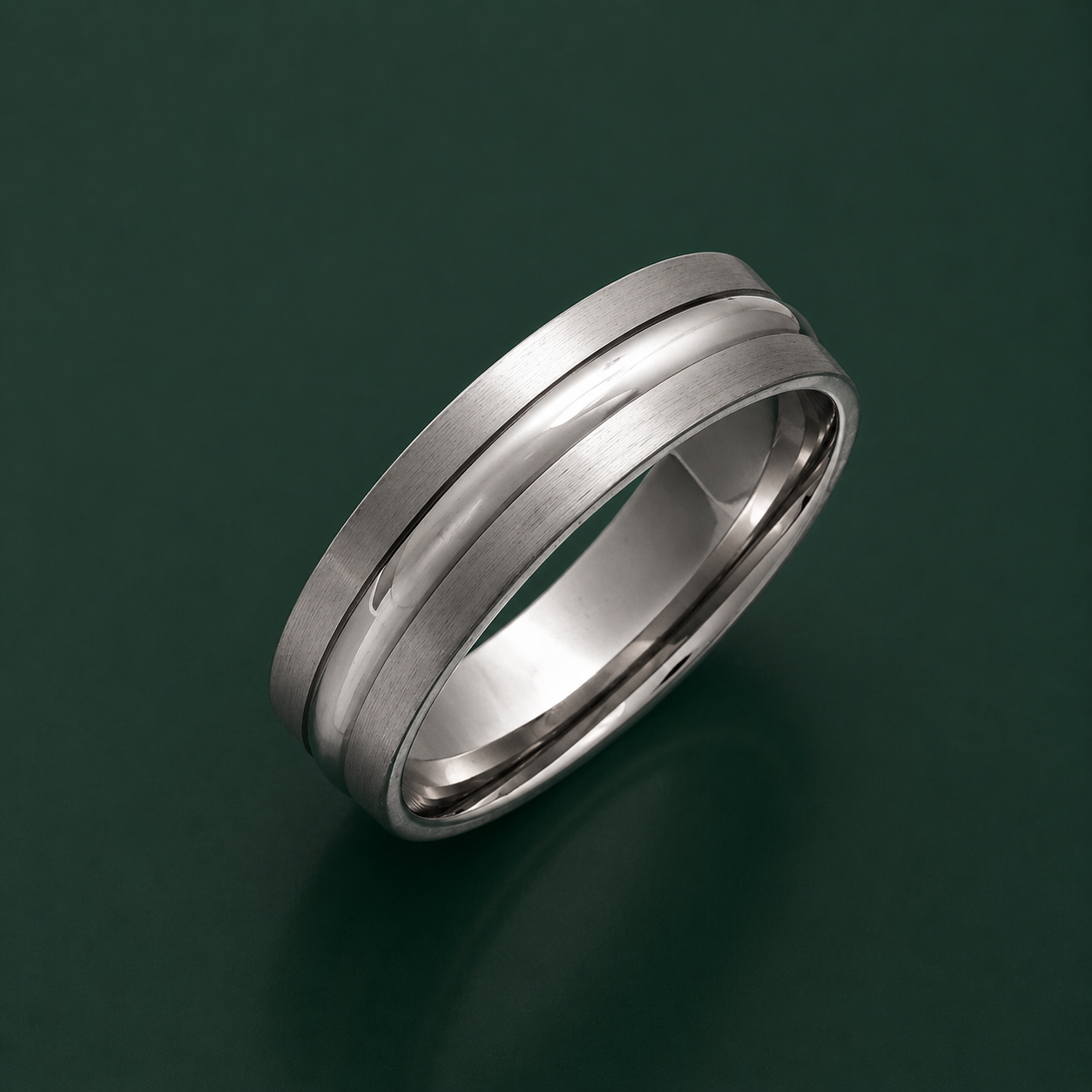 Titanium Flat Court Shape Matt with Embossed Polished Centre 6mm Ring