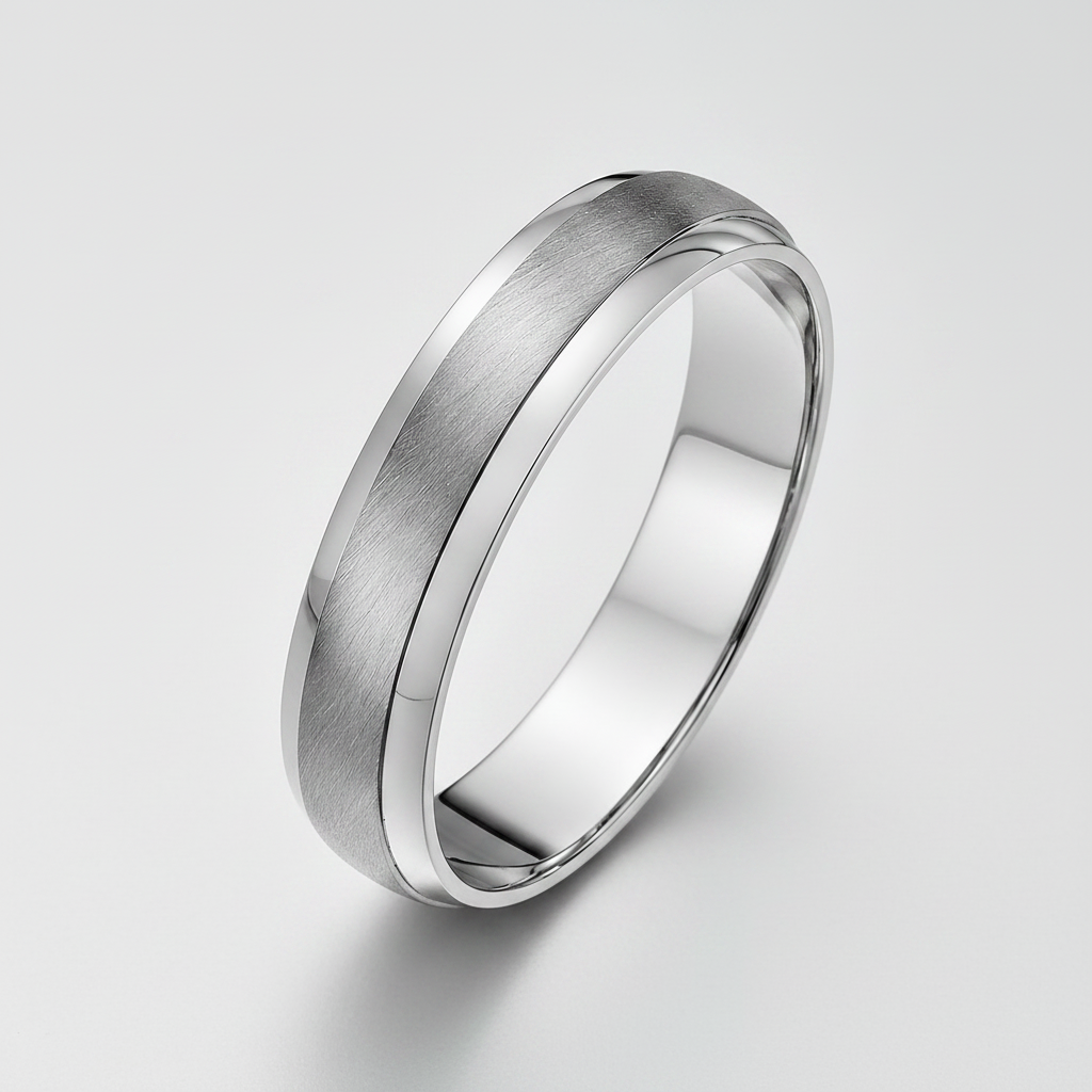 Palladium 950 Heavy D Matt Centre 4mm Wedding Ring