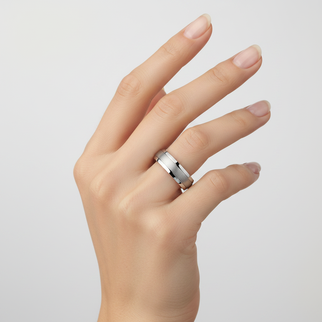 Palladium 950 Heavy D Matt Centre 4mm Wedding Ring
