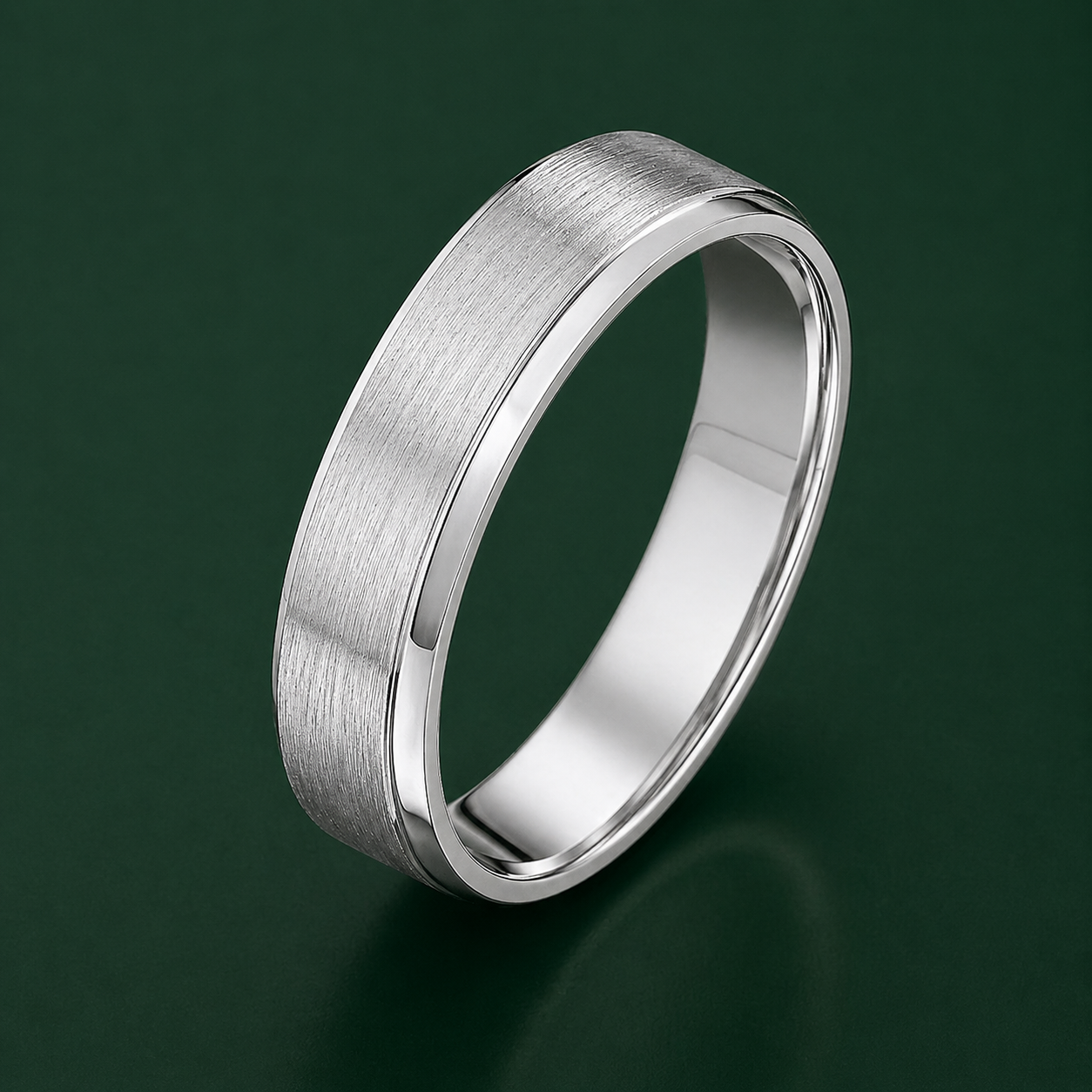 Palladium 950 Light Flat Court Matt with Polished Side 5mm Wedding Ring