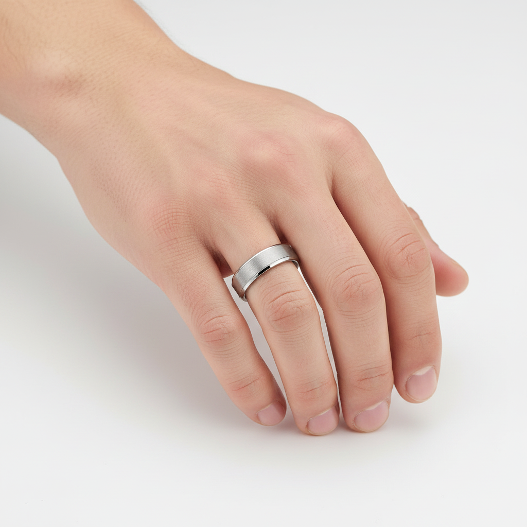 Palladium 950 Light Flat Court Matt with Polished Side 5mm Wedding Ring
