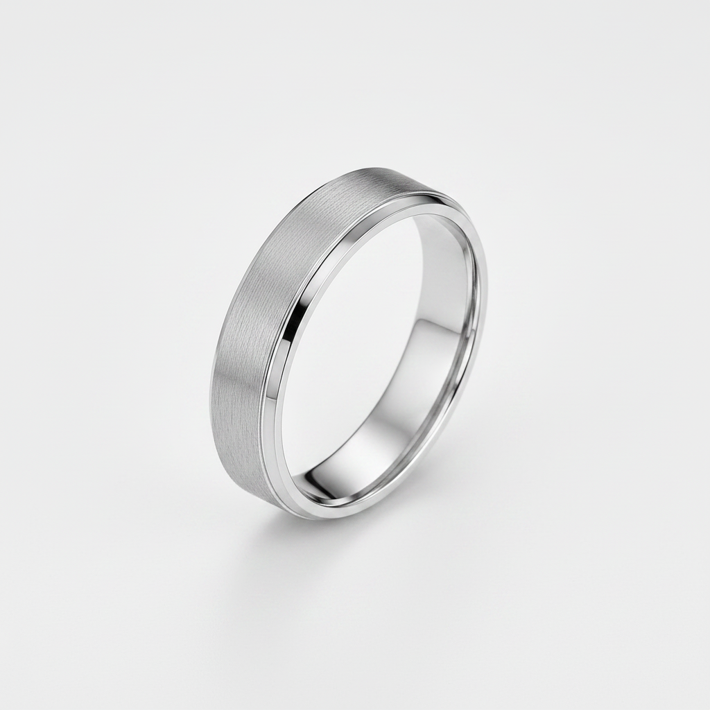 Palladium 950 Light Flat Court Matt with Polished Side 5mm Wedding Ring