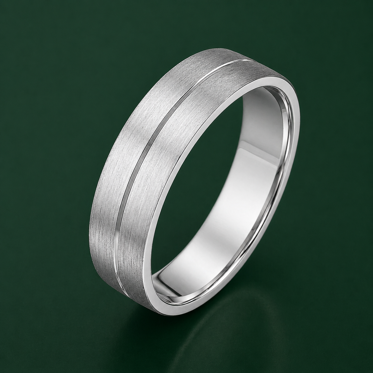 Palladium 950 Flat Court Matt with Polished Center Groove 6mm Wedding Ring