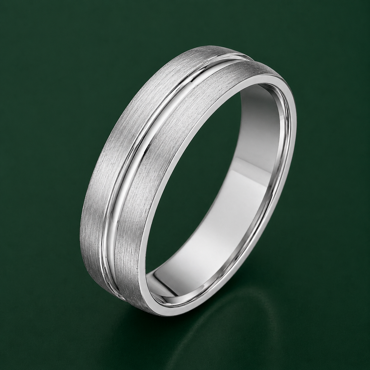 Palladium 950 Court Matt with Polished Center Groove 6mm Wedding Ring