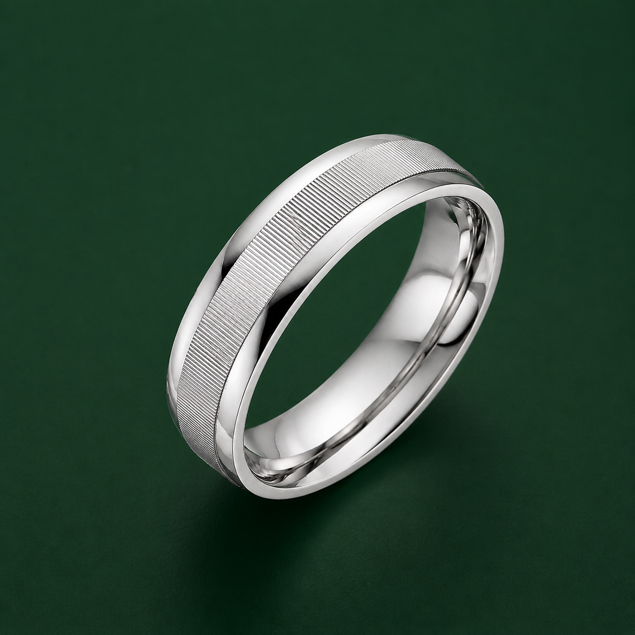 Silver Crisscross Flat Court 5mm Wedding Ring
