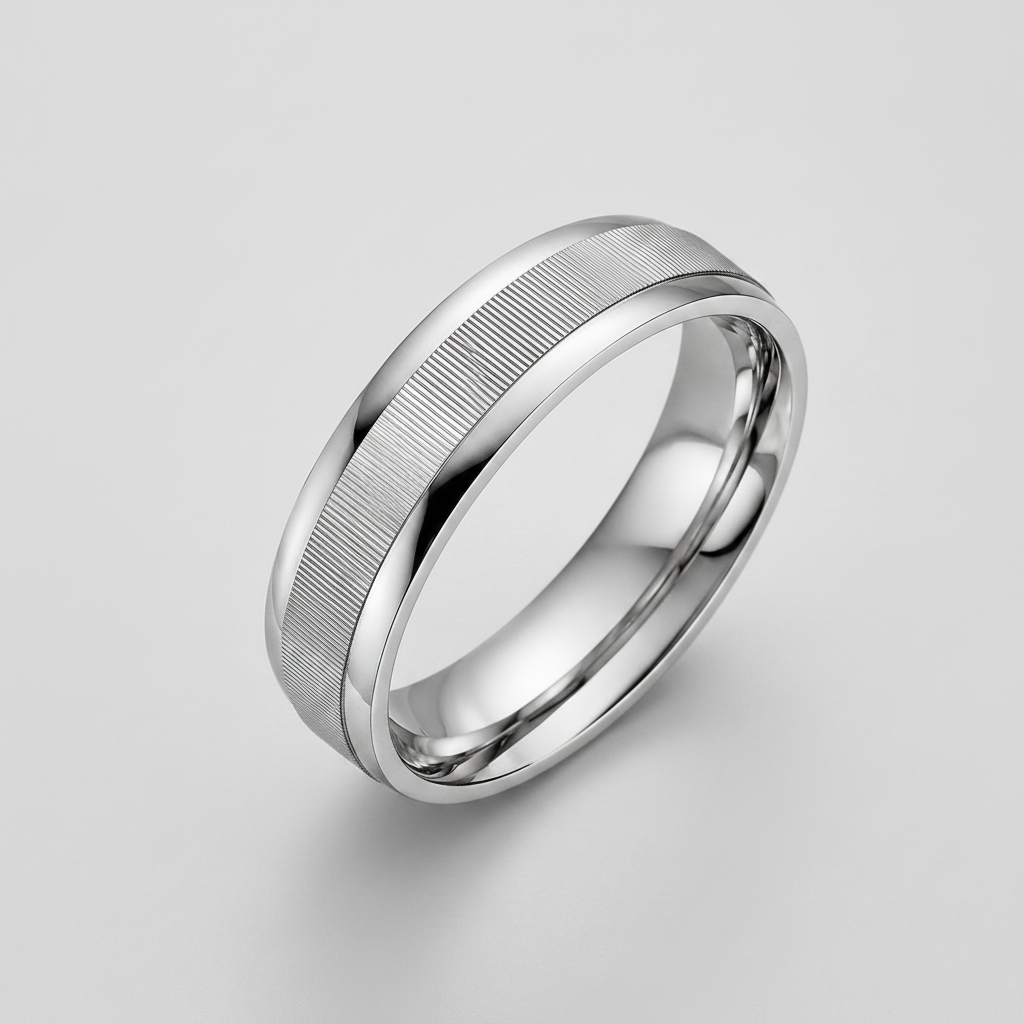 Silver Crisscross Flat Court 5mm Wedding Ring