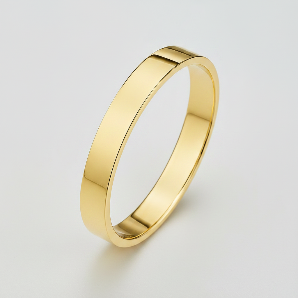 9ct Yellow Gold Heavy Flat Shape 3mm Wedding Ring