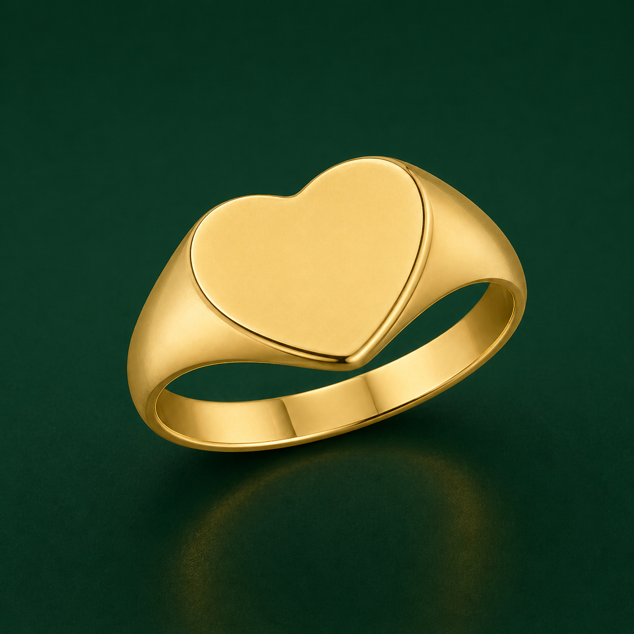 Ladies Gold Heart-Shaped Signet  Ring