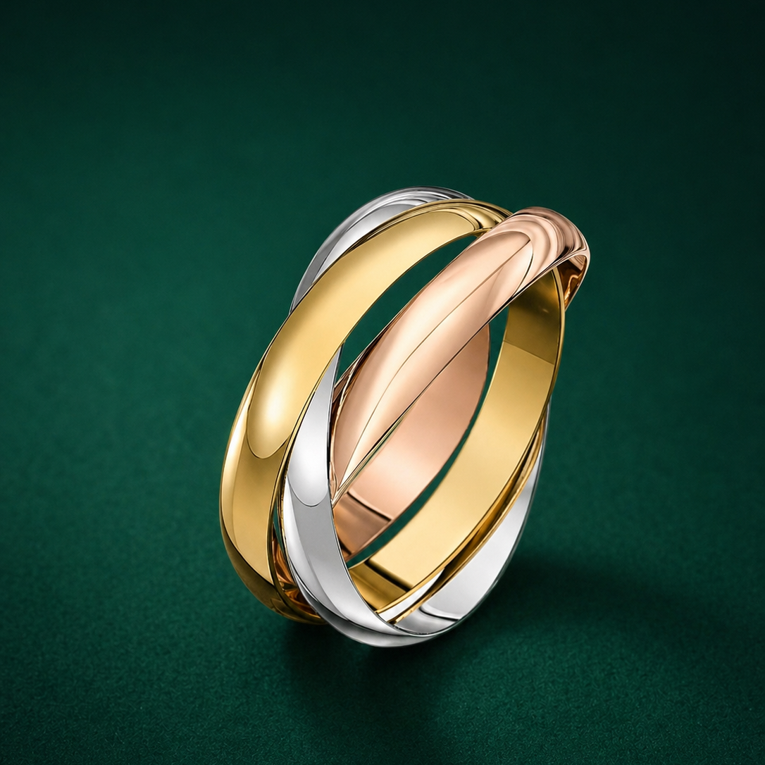 18ct Three Colour Gold Russian 3mm Wedding Ring