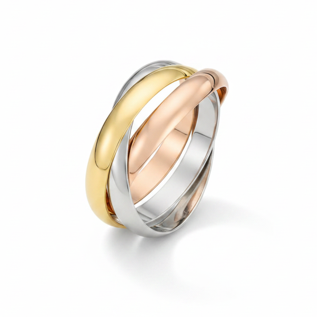 18ct Three Colour Gold Russian 3mm Wedding Ring