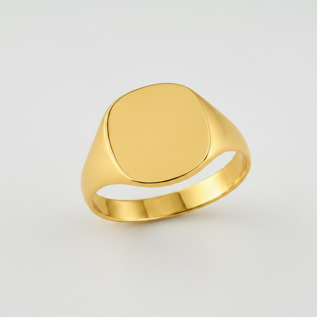 Ladies Gold Cushion-Shaped Signet Ring