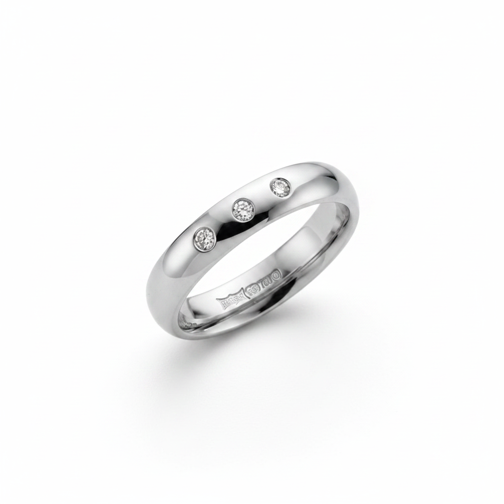 9ct White Gold 0.06 carat Diamond Polished 3mm Wedding Ring