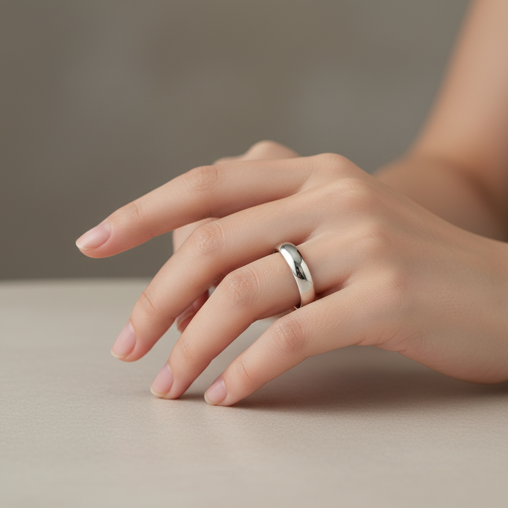 Silver Heavy Court Shape 3mm Wedding Ring
