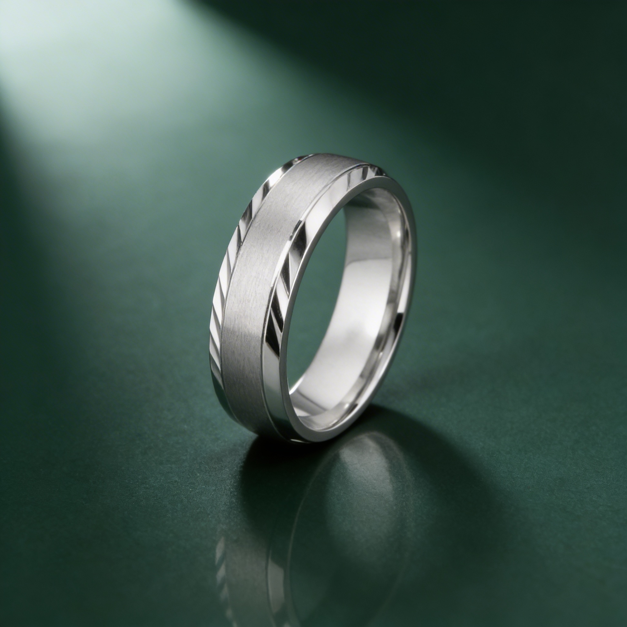 Palladium 500 Court Matt Center with Cut Edges 7mm Wedding Ring
