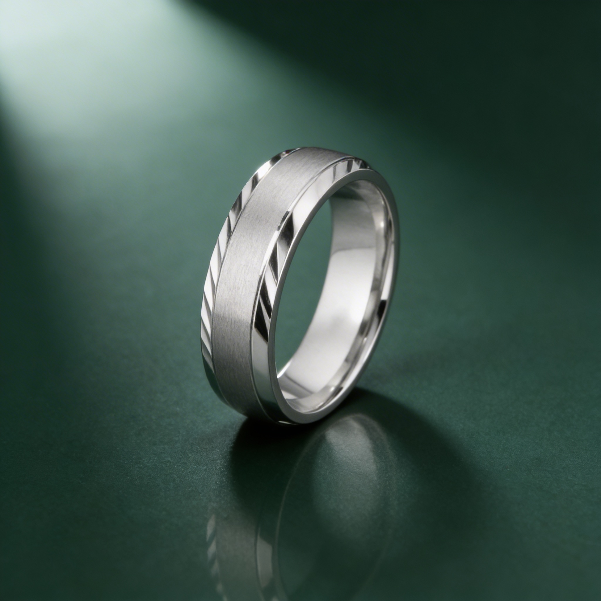 Palladium 500 Court Matt Center with Cut Edges 7mm Wedding Ring